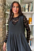 Lace Body Skim Top Black